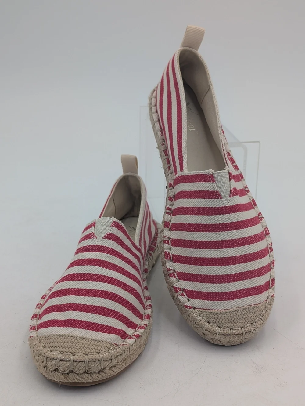 Brand-New Xappeal Maisie Sz 6M Red & White Natural Jute Espadtille With Pull-Tab